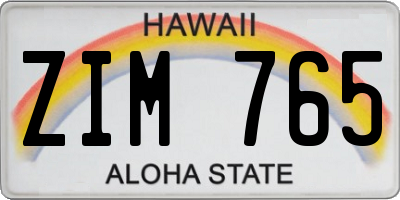 HI license plate ZIM765