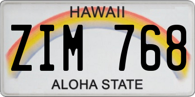 HI license plate ZIM768