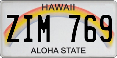 HI license plate ZIM769