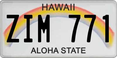 HI license plate ZIM771