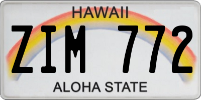 HI license plate ZIM772