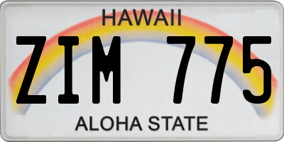 HI license plate ZIM775