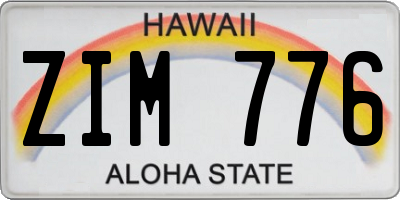 HI license plate ZIM776