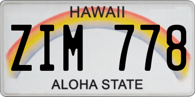 HI license plate ZIM778