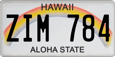 HI license plate ZIM784