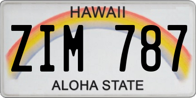 HI license plate ZIM787
