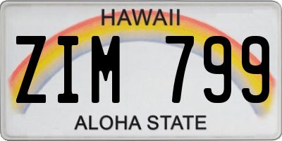 HI license plate ZIM799