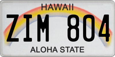 HI license plate ZIM804