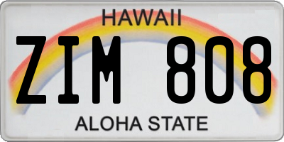 HI license plate ZIM808