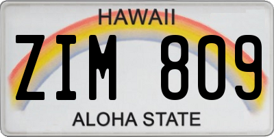 HI license plate ZIM809
