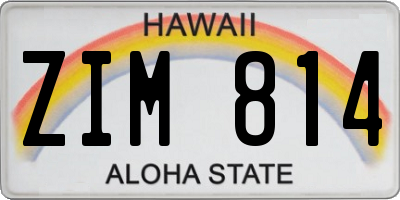 HI license plate ZIM814