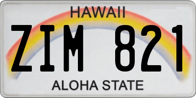 HI license plate ZIM821