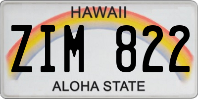 HI license plate ZIM822