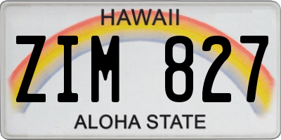 HI license plate ZIM827