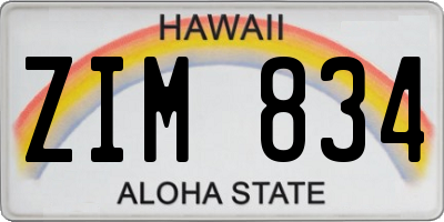 HI license plate ZIM834