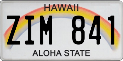 HI license plate ZIM841