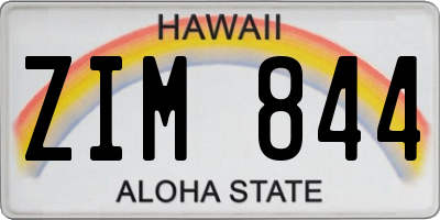 HI license plate ZIM844