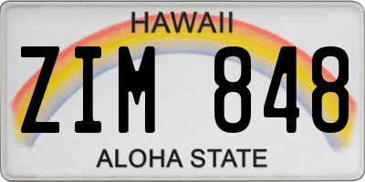 HI license plate ZIM848