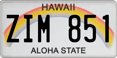 HI license plate ZIM851