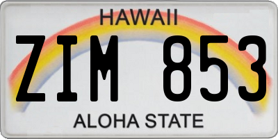 HI license plate ZIM853
