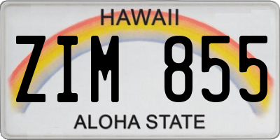 HI license plate ZIM855