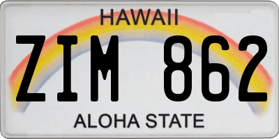 HI license plate ZIM862