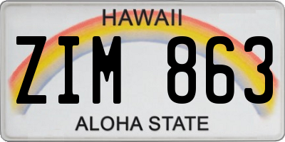 HI license plate ZIM863