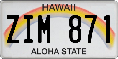 HI license plate ZIM871