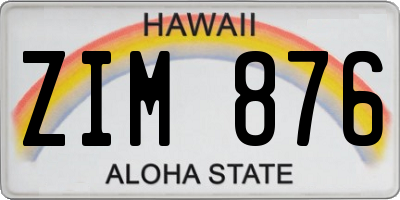 HI license plate ZIM876