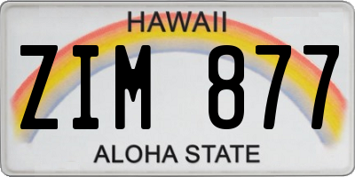 HI license plate ZIM877