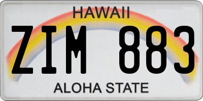 HI license plate ZIM883