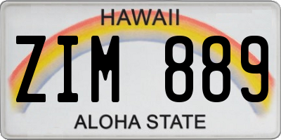 HI license plate ZIM889
