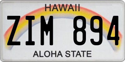 HI license plate ZIM894