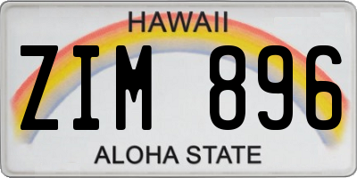 HI license plate ZIM896