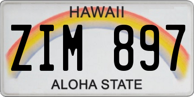 HI license plate ZIM897