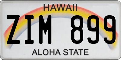 HI license plate ZIM899