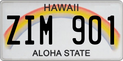 HI license plate ZIM901