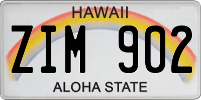 HI license plate ZIM902