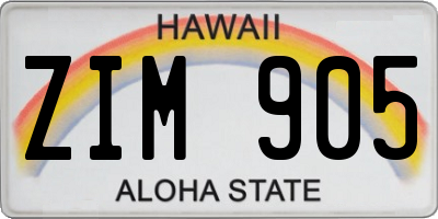 HI license plate ZIM905