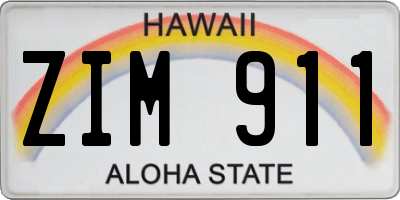 HI license plate ZIM911