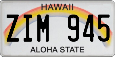 HI license plate ZIM945