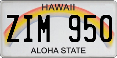 HI license plate ZIM950