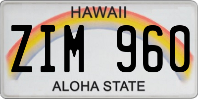 HI license plate ZIM960