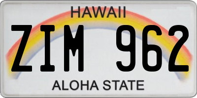 HI license plate ZIM962