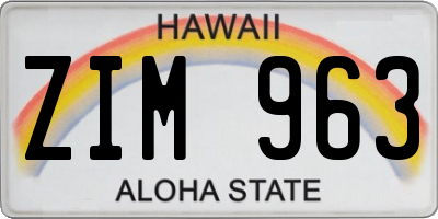 HI license plate ZIM963