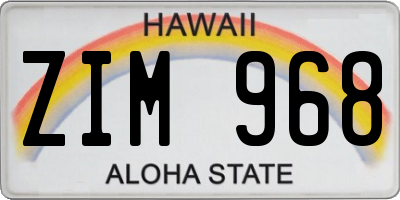 HI license plate ZIM968