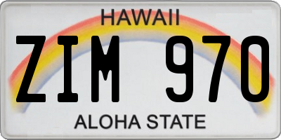 HI license plate ZIM970