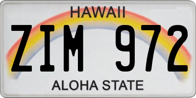 HI license plate ZIM972
