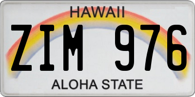 HI license plate ZIM976
