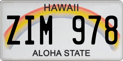 HI license plate ZIM978